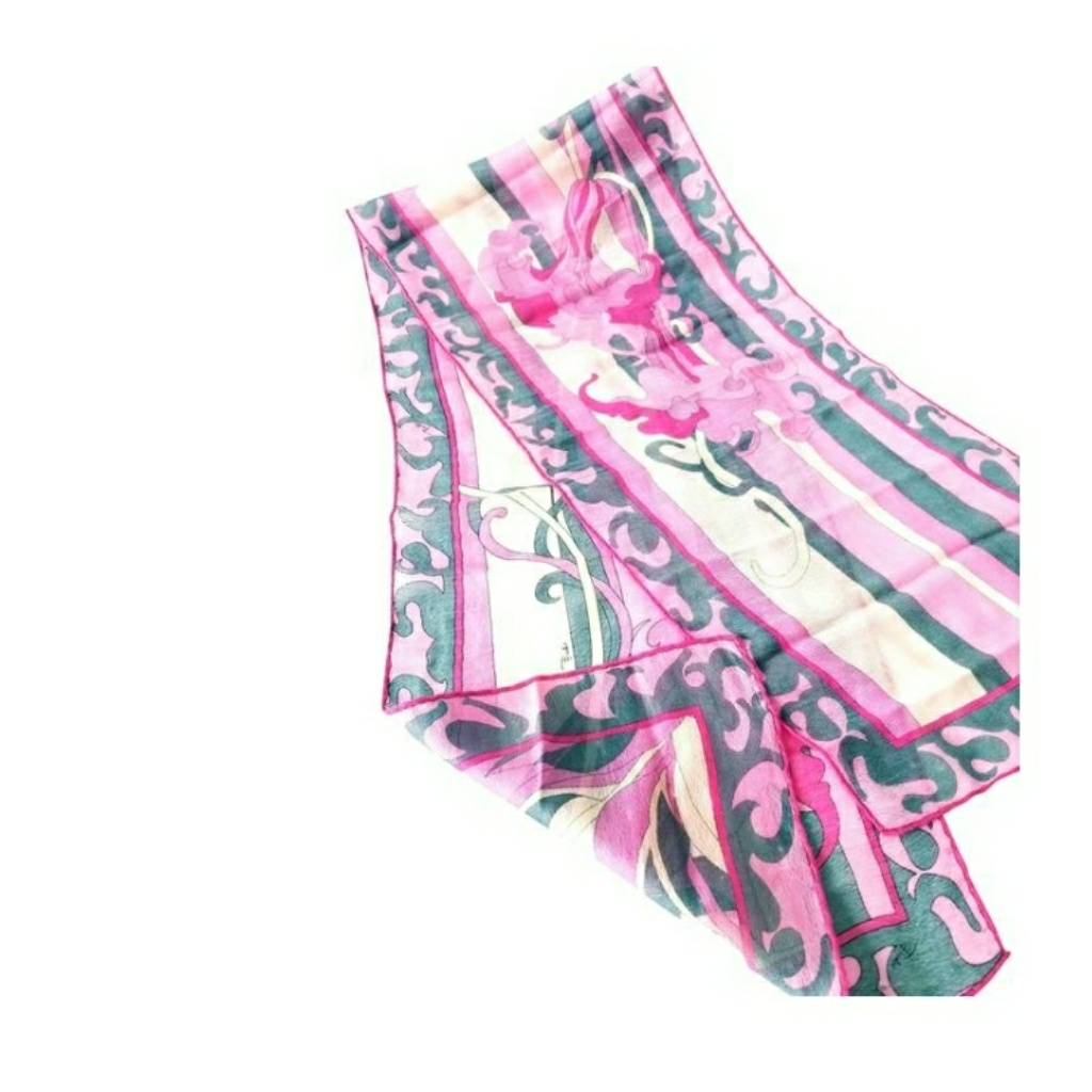 Emilio Pucci Pink Green Silk Scarf